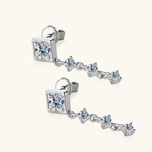 Moissanite Lozenge Drop Stud Earrings