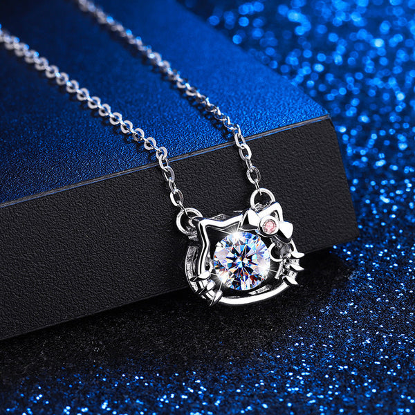 Dancing Stone Cat Charm Pendant Necklace