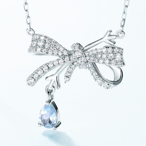 Bow Tie Bowknot Topaz Charm Necklace