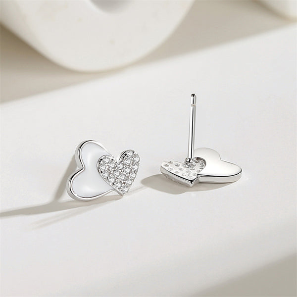 Dainty Shell Heart Stud Earrings