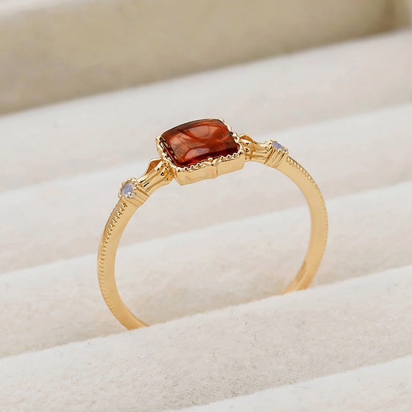 Vintage Square Amber Ring