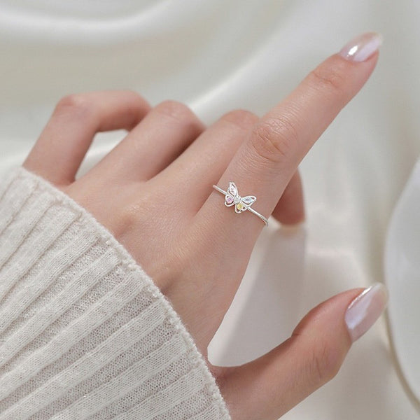 Dainty Colorful Butterfly Ring