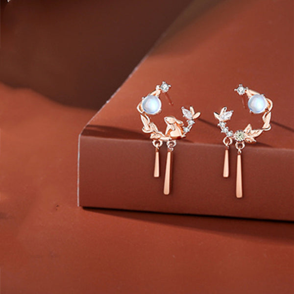 Bunny Rabit Moonstone Stud Earrings