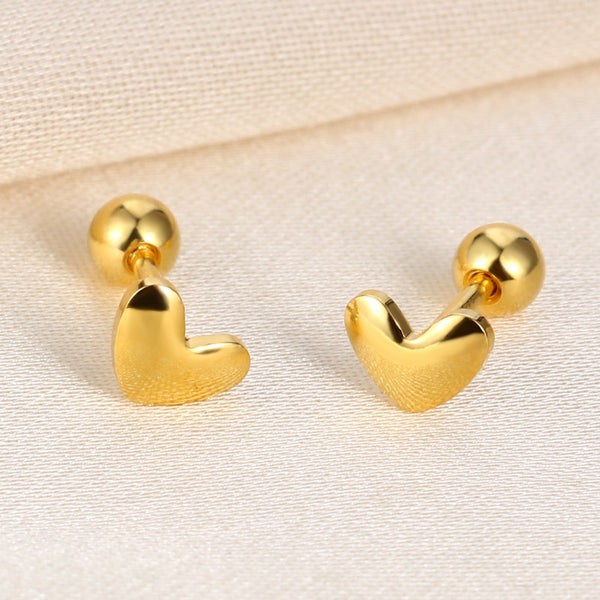 Gold Heart Stud Earrings