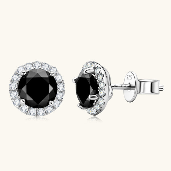 Black Moissanite Stud Earrings