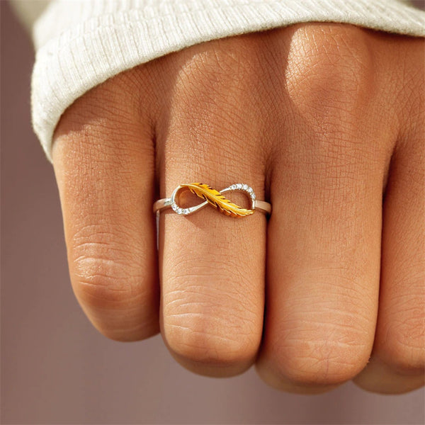 Gold Feather Mobius Ring