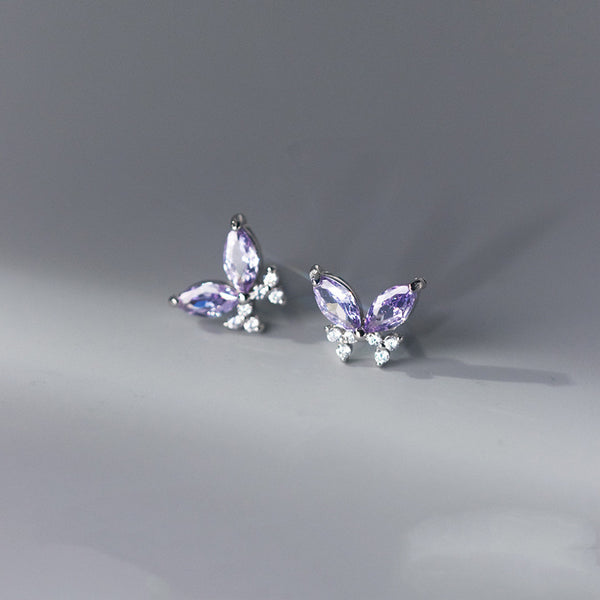 Purple Butterfly Stud Earrings