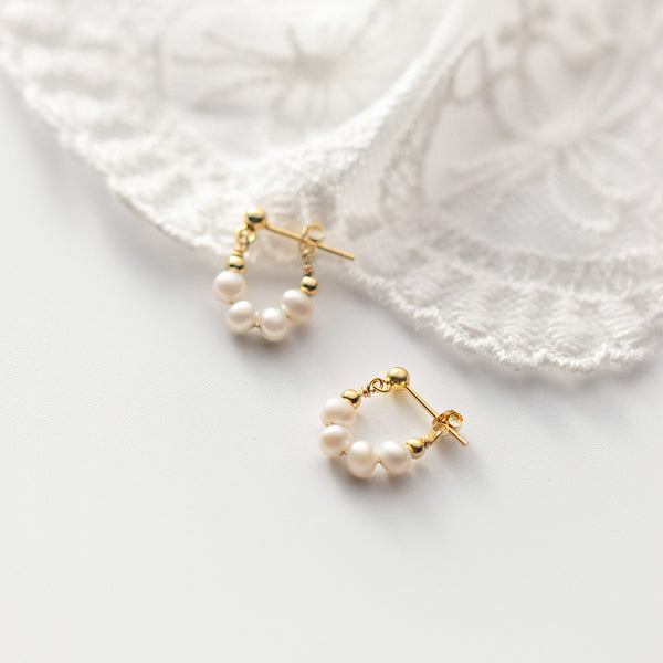 Dainty Pearl Hoop Earrings