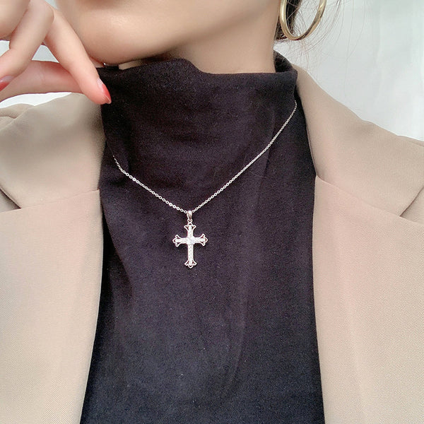 Moissanite Cross Pendant Wedding Necklace