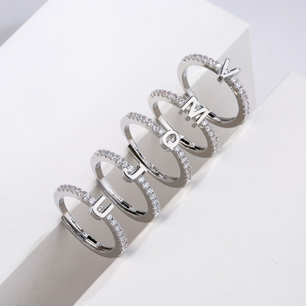 Initial Letter Adjustable Ring