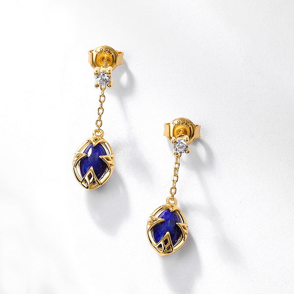 Lapis Lazuli Dangle Drop Earrings