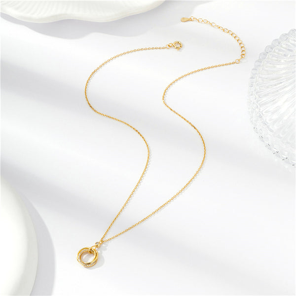 Triple Interlock Ring Necklace