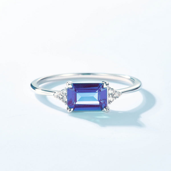 Emerald Cut Alexandrite Engagement Ring