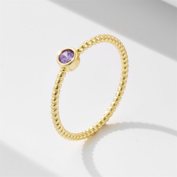 Amethyst Bubble Twist Thin Ring