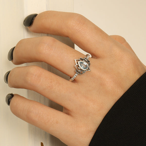 Silver Lotus Flower Ring