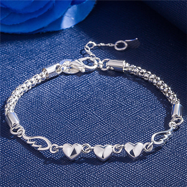 Triple Heart Angel Wing Bracelet