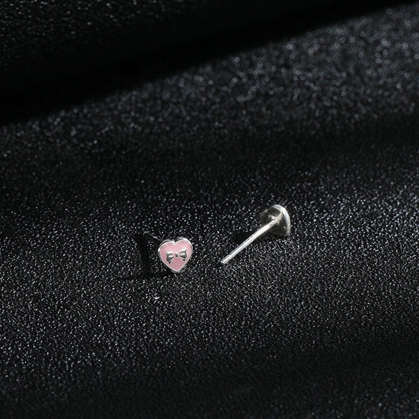 Mini Pink Heart Stud Earrings