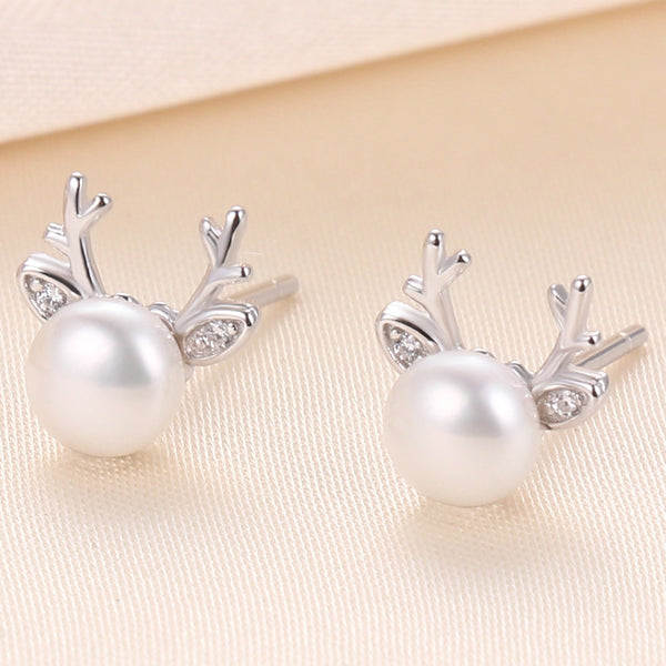 Natural Pearl Antler Stud Earrings