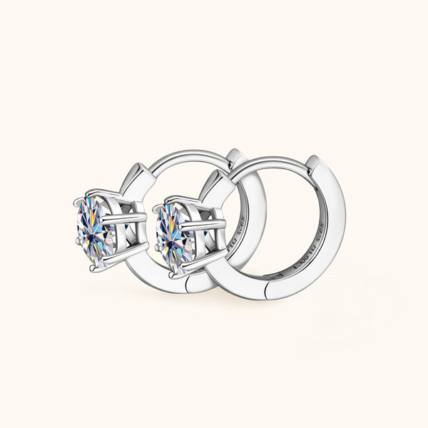 Six-Prong Moissanite Hoop Earrings