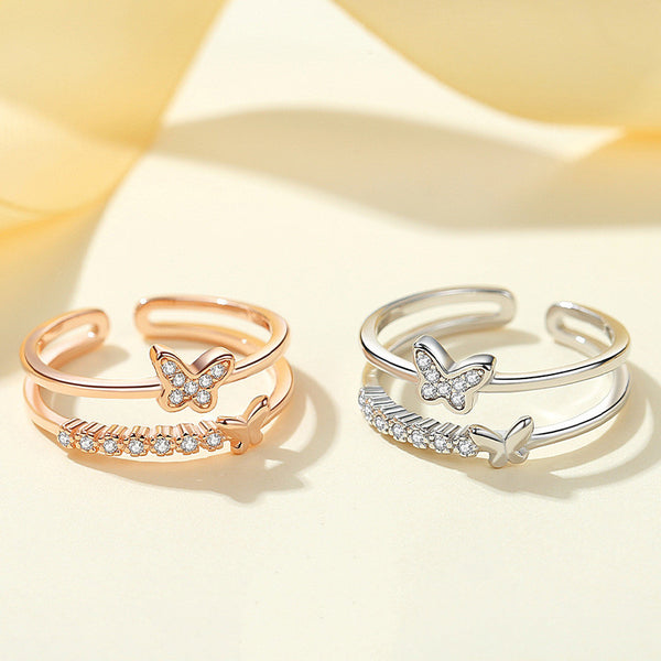 Double Layer Butterfly Ring