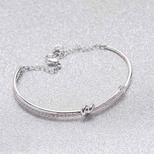 Dainty Heart Knot Bangle Bracelet