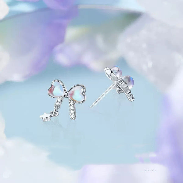 Dainty Bow Star Stud Earrings