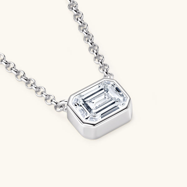 Emerald Cut Moissanite Wedding Necklace