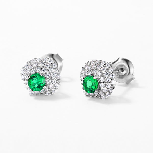 Lab Grown Emerald Stud Earrings