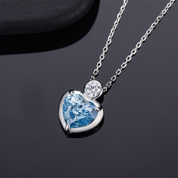 Aquamarine Heart Wedding Pendant Necklace