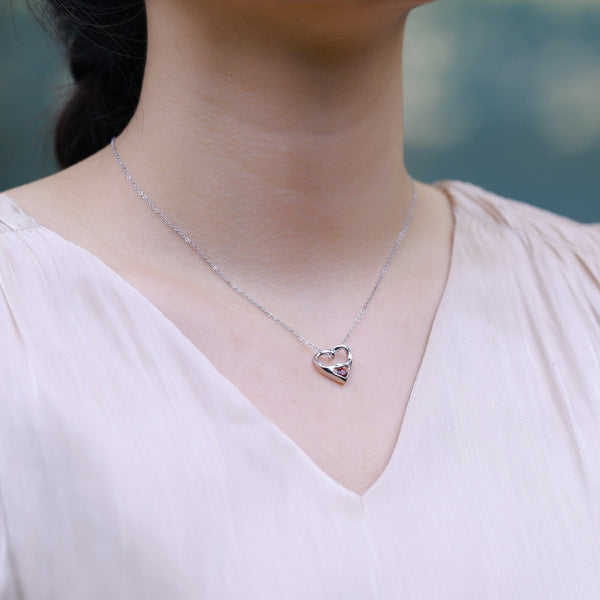 Garnet Heart Pendant Necklace