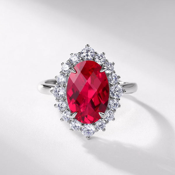 Lab Grown Ruby Halo Ring