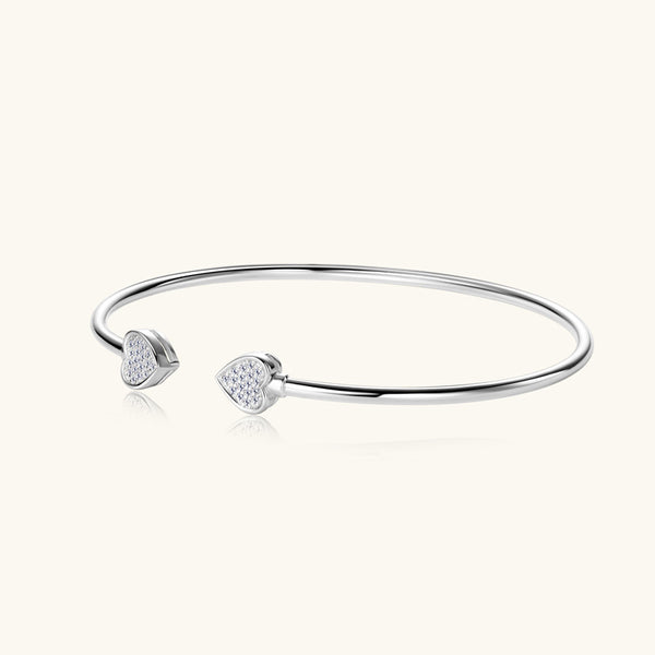 Moissanite Heart Wedding Bangle Bracelet