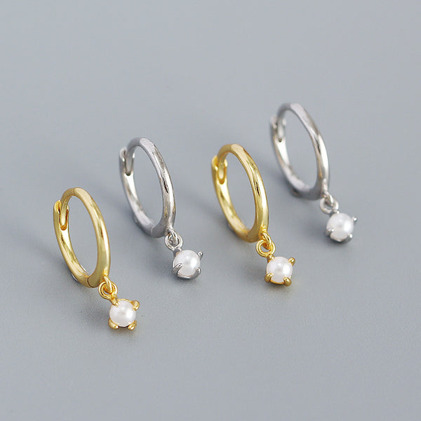 Imitation Pearl Hoop Earrings