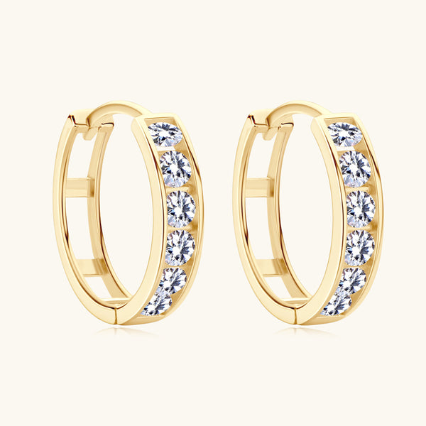 Solid 14K Gold Moissanite Hoop Earrings