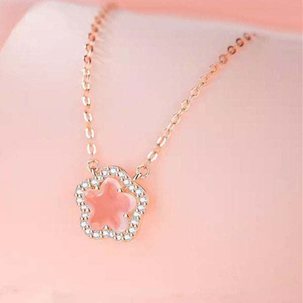 Pink Crystal Cherry Blossom Necklace