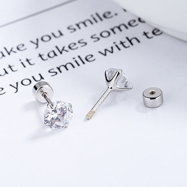 Four-Prong Zircon Stud Earrings