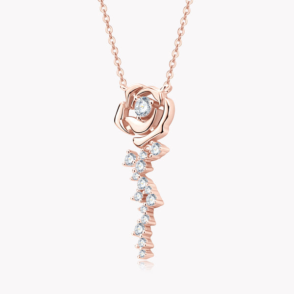 Moissanite Rose Flower Wedding Necklace