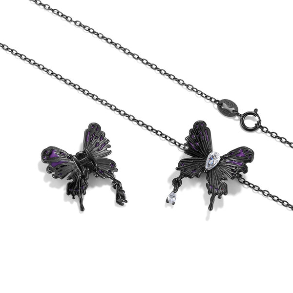 Black Butterfly Pendant Necklace