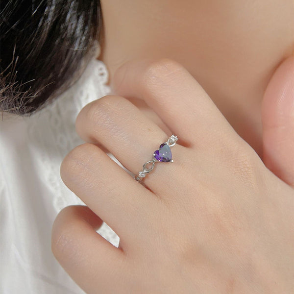 Purple Color Gemstone Heart Ring