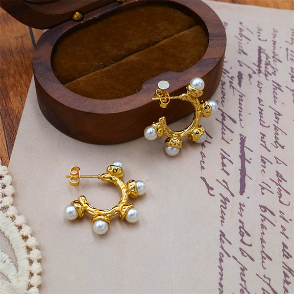 Dainty Pearl Hoop Earrings