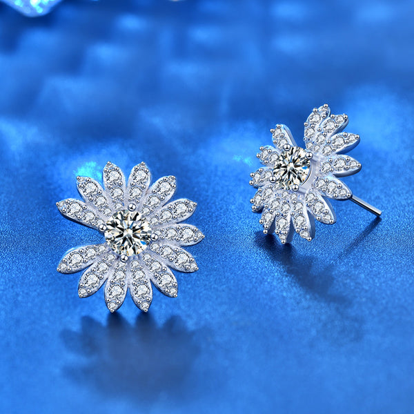 Moissanite Daisy Flower Stud Earrings