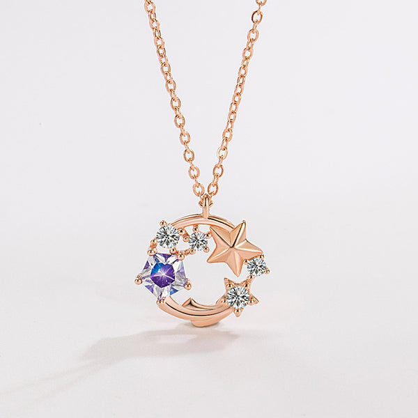 Shooting Star Circle Charm Necklace