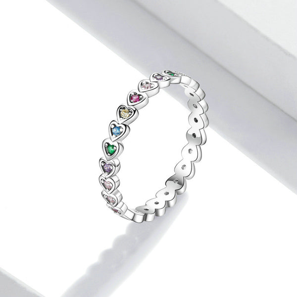 Silver Rainbow Heart Ring