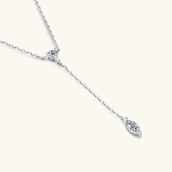 Marquise Moissanite Drop Y Necklace