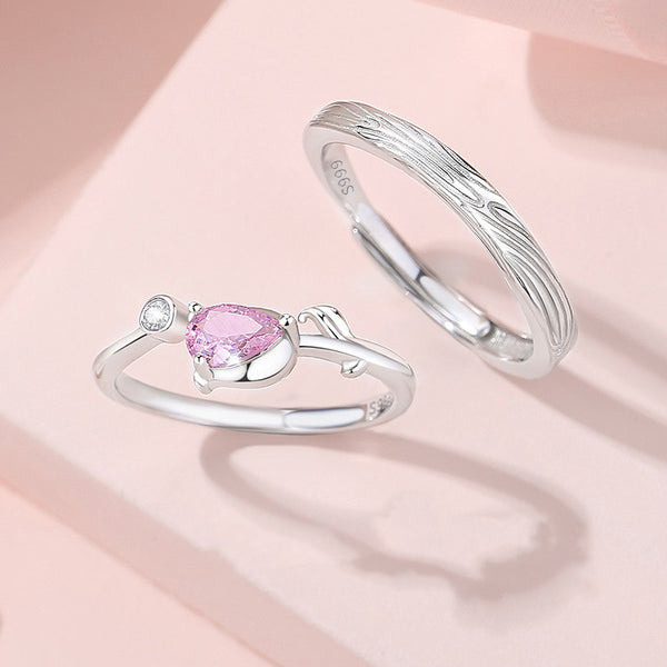 Rose Flower Couple Ring