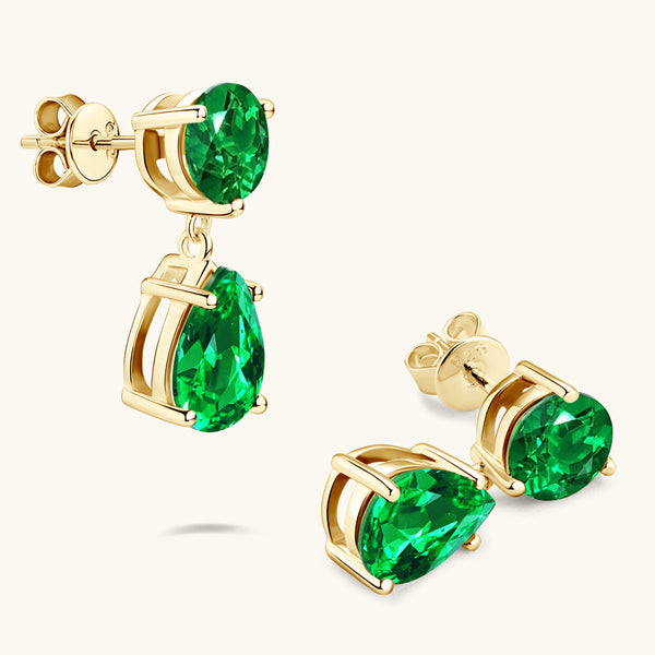 Emerald Teardrop Stud Earrings