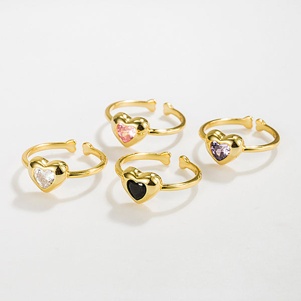 Color Gemstone Heart Statement Ring