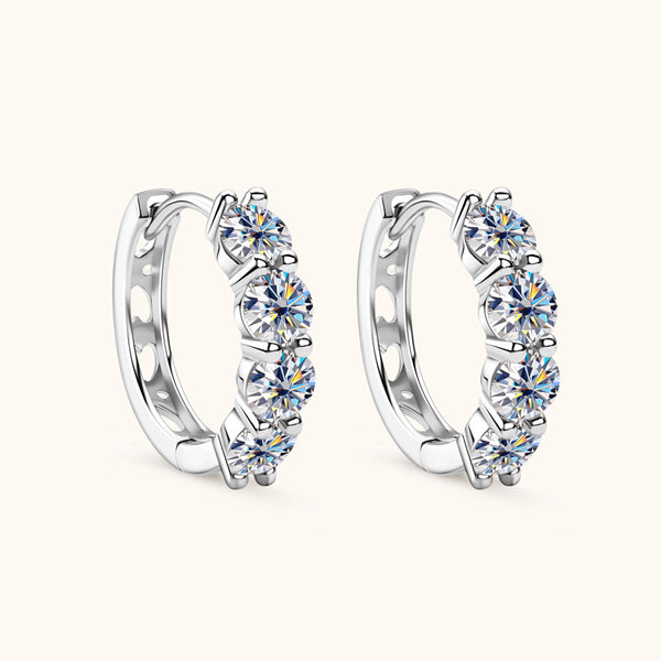 Round Moissanite Heart Hoop Earrings