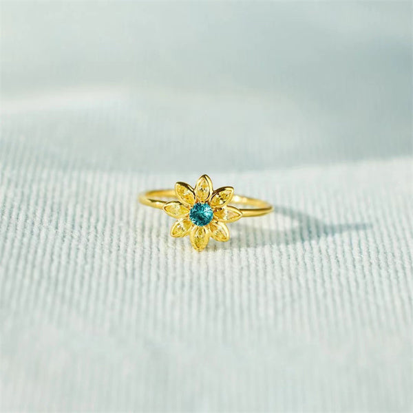 Color Gemstone Daisy Flower Stacking Ring