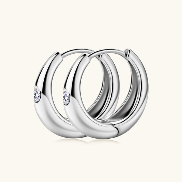 Moissanite Huggie Wedding Hoop Earrings